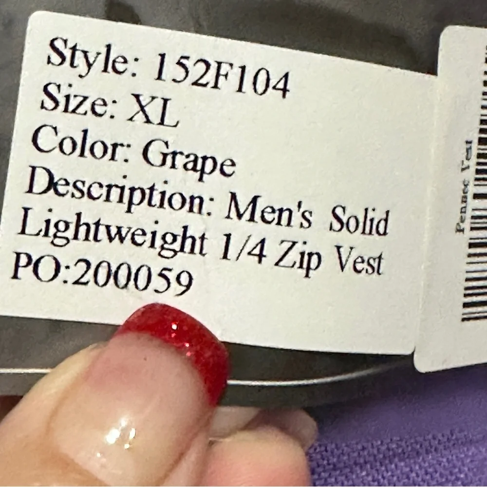 Fennec performance Vest Mens XL Grape 1/4 Zip Sleeveless Golf Jacket Lightweight